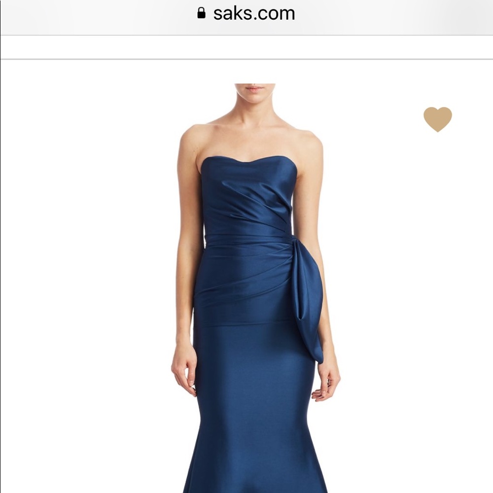Badgley M Strapless Mikado Satin Evening Gown.